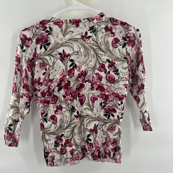 White House black market white red floral cardigan size XXS - Picture 6 of 6